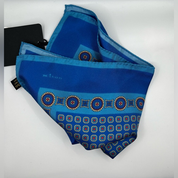 100% NWT KITON Silk Pocket Square Blue - Sky Blue. (15 X 15) - Picture 6 of 6